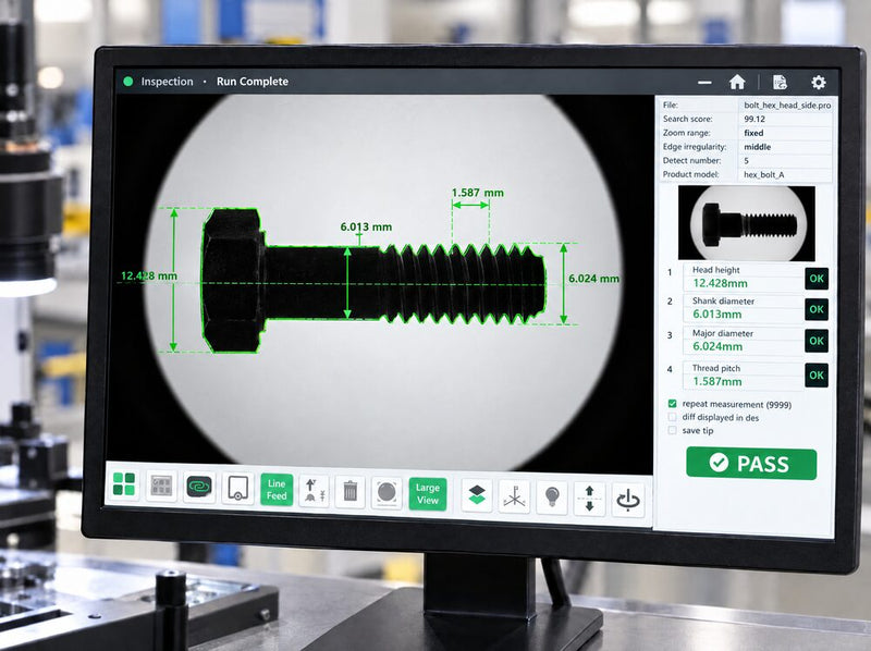 Fastener and thread measured on a Fowler Baty vision system