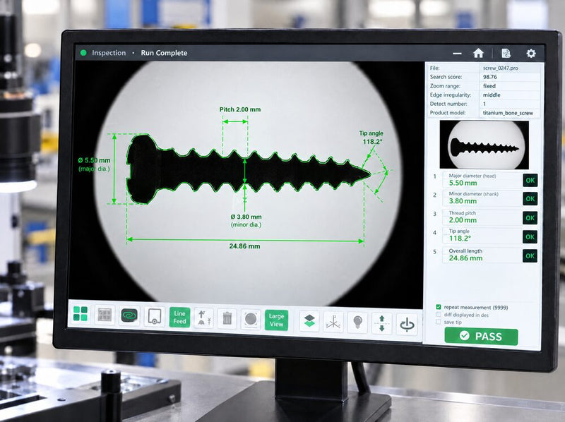 Medical implant micro part measured on a Fowler Baty vision system