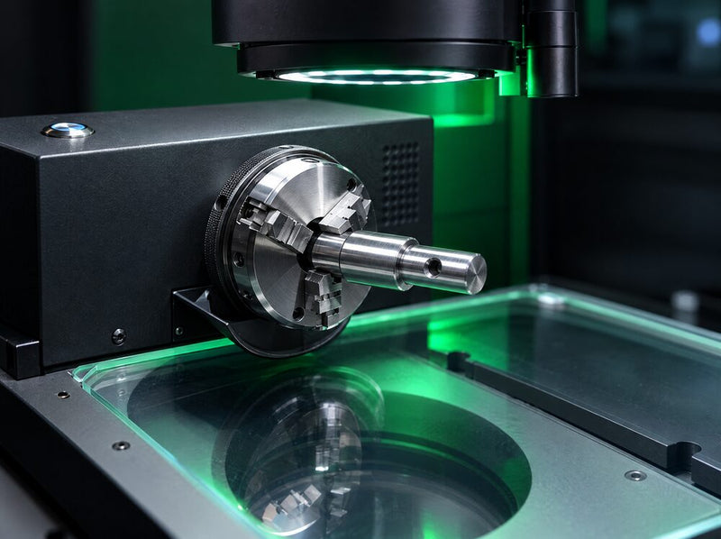 Round part measured on a rotary axis on a Fowler Baty vision system