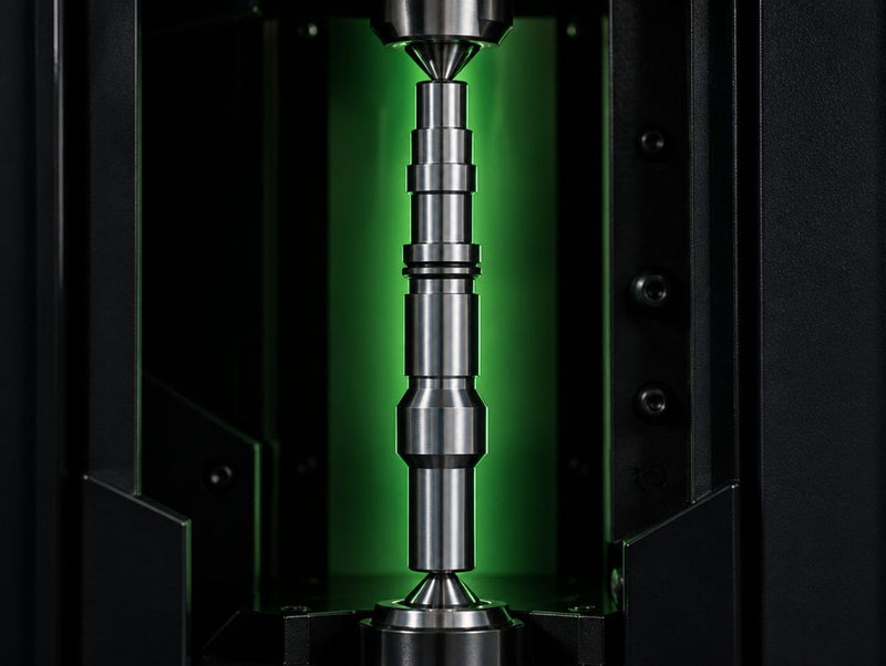 Turned steel shaft held between centers in a Fowler Sylvac SCAN