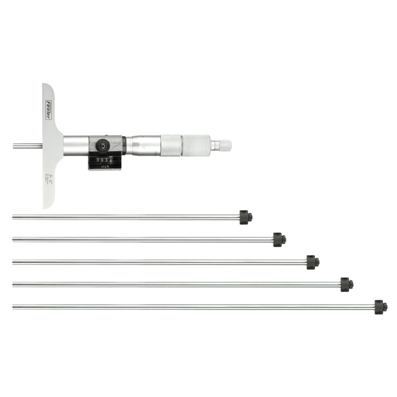 Fowler 0-6" Digit Counter Depth Micrometer with 4" Base
