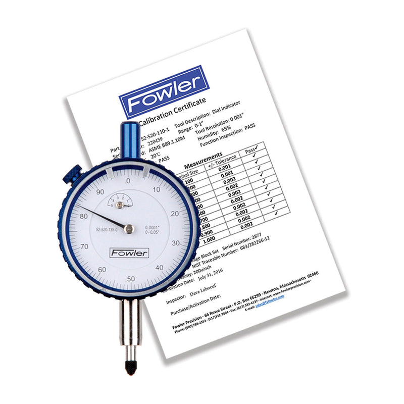 Fowler 10mm Premium White Dial Indicator with Certificate of Calibration
