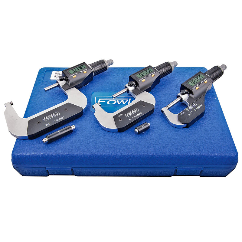 Fowler 0 - 3"/0 - 75mm Electronic Coolant Resistant Micrometer Set