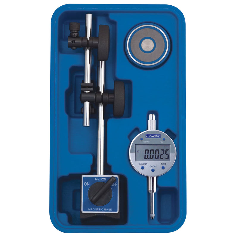 Fowler Fine Adjust Mag Base Set with Indi-X Blue Electronic Indicator