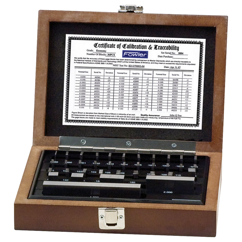 Fowler 36 Piece Rectangular Steel Gage Block Set