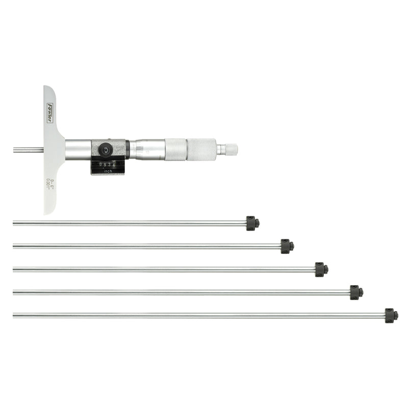 Fowler 0-6" Digit Counter Depth Micrometer with 4" Base