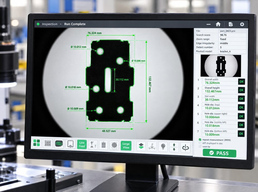 Flash vision software showing a pass result for every feature