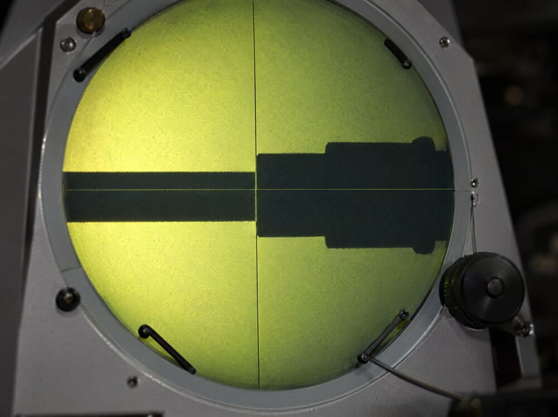Length and step height measured on a Fowler Baty optical comparator