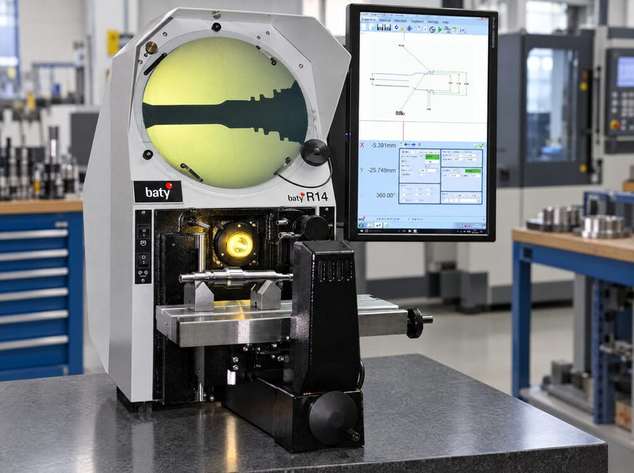 Fowler Baty R14 horizontal optical comparator on the shop floor