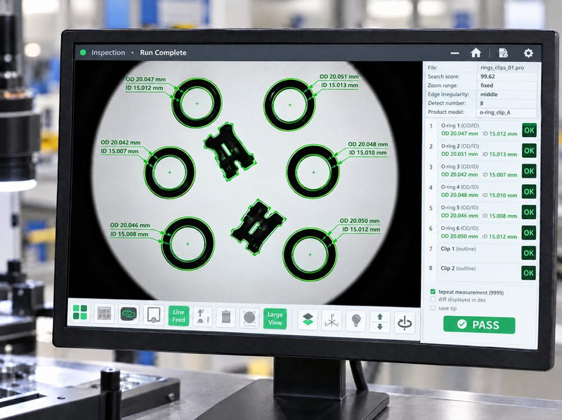 O-rings and rubber parts measured on a Fowler Baty vision system