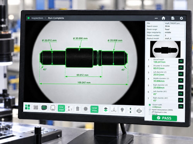 Turned part measured on a Fowler Baty vision system