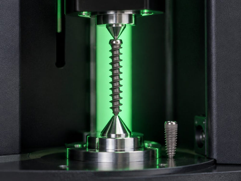 Bone screw and dental implant measured on a Fowler Sylvac SCAN S25