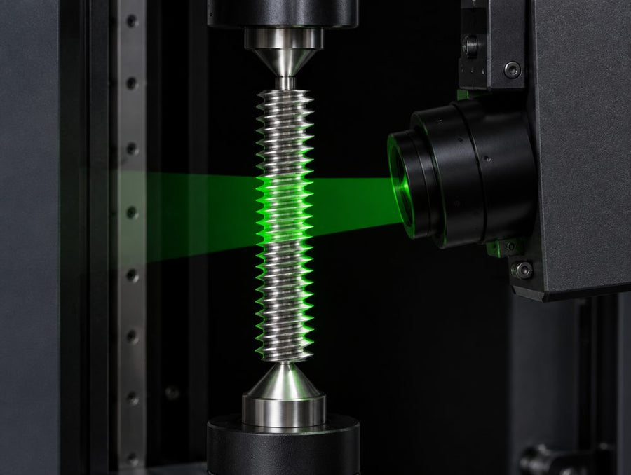 Tilting optics measuring a thread on a Fowler Sylvac SCAN
